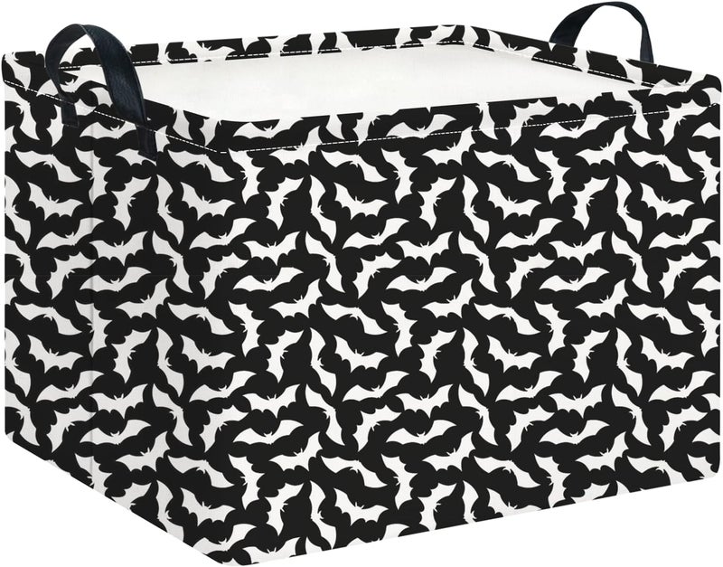 CLOCOR Rectangular Storage Basket Empty,Gift Basket,Waterproof Storage Bin with Handles,Room Decor(Unique Bat) - Image 1